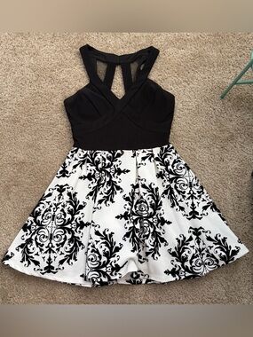 Crystal Doll Juniors Damask Fit & Flare Dress